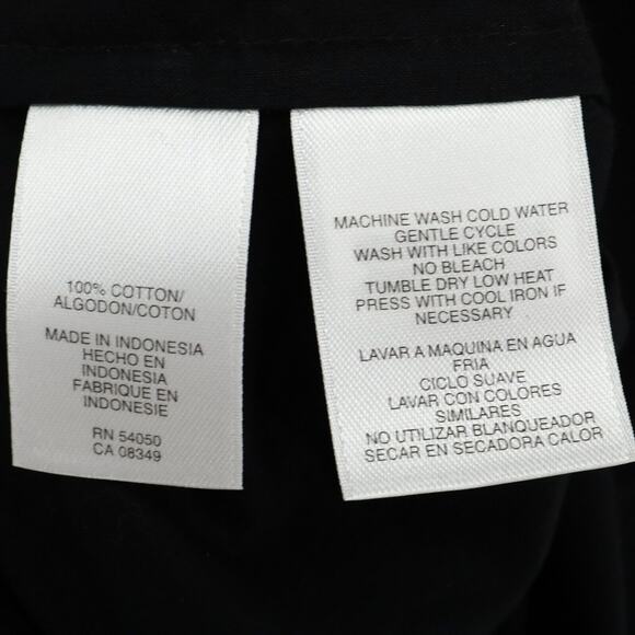 Jones NY Top Womens Large Black Cotton Shirt Semi Sheer Pockets Blouse Preppy - Picture 10 of 16